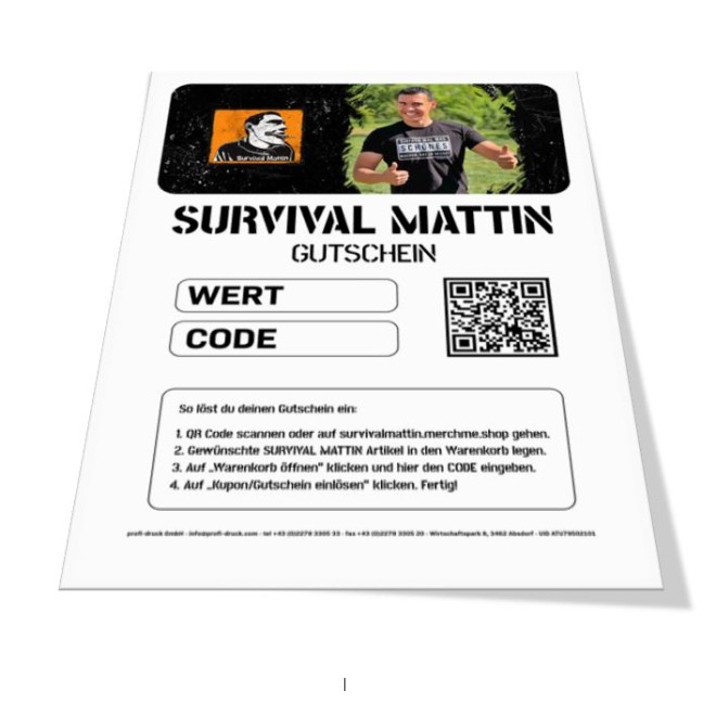 ONLINE-Gutschein SURVIVAL MATTIN
