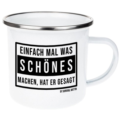 SCHÖNES Logo Emaille Tasse